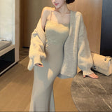 カーディガン付きレーストリムワンピースAS1710