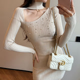 カッティングビジューワンピース（2COLOR）AO1845