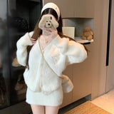 Vネックフェイクファーセットアップ（3COLOR）AS1698