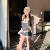 ファー付きサロペットセットアップAS1704