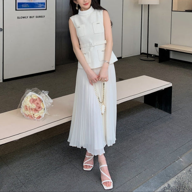 切り替えシフォンプリーツワンピースAO1760