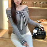 プレッピーリボンオフショルニット（2COLOR）AT1402