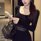 ウエストシースルーニットワンピース（2COLOR）AO1814