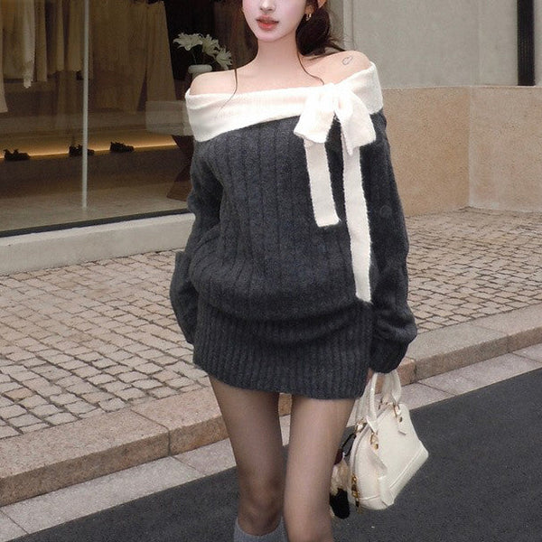 バイカラーリボンワンピースAO1811