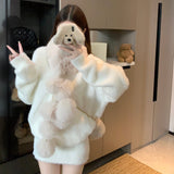 Vネックフェイクファーセットアップ（3COLOR）AS1698