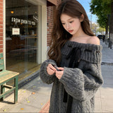 リボンオフショルニット（2COLOR）AT1399