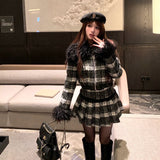 モノトーンチェックファーセットアップAS1707