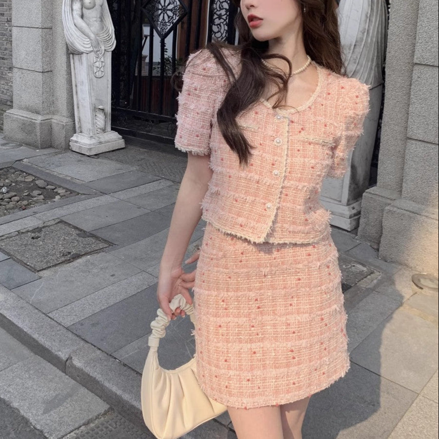 即納】ピンクチェックセットアップAS1639 – SNACC