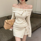 オフショルリブスコートセットアップAS1691