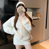 Vネックフェイクファーセットアップ（3COLOR）AS1698