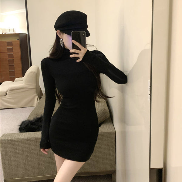 切り替えタートルニットワンピース（2COLOR）AO1821