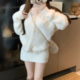 Vネックフェイクファーセットアップ（3COLOR）AS1698