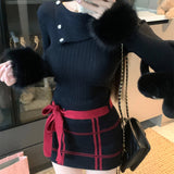 ウィンドウペンニットワンピース（2COLOR）AO1817