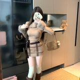 ウィンドウペンニットワンピース（2COLOR）AO1817