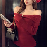 ポイントビジューオフショルニット（2COLOR）AT1395