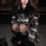 モノトーンチェックファーセットアップAS1707