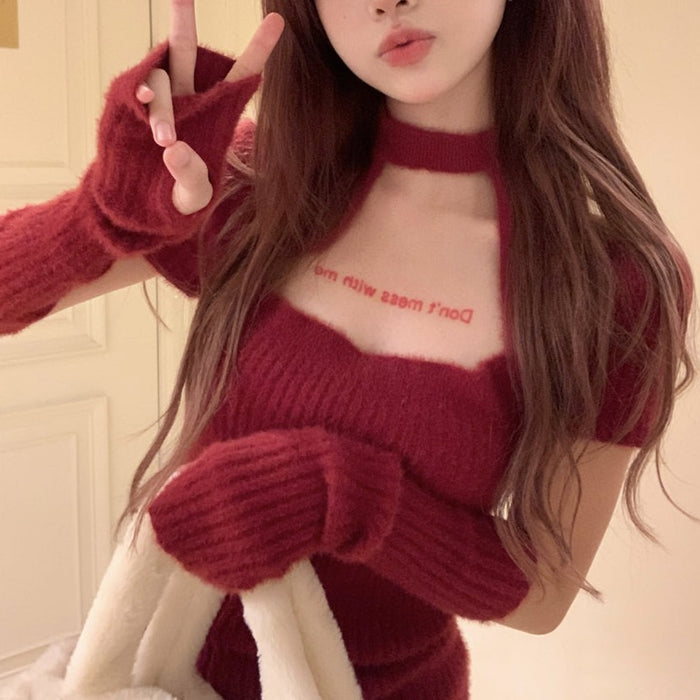 CHICWISH★チョーカーニットワンピース☆ チョーカー風ニットワンピース（3COLOR）AO1610 – SNACC