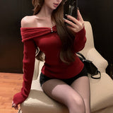 ポイントビジューオフショルニット（2COLOR）AT1395