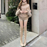 袖ファーケーブルニットAT1398