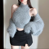 カーデSETノースリーブモヘアニット（3COLOR)AT1394