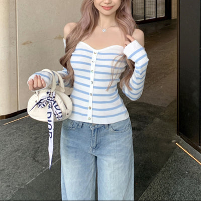 MARINE　オフショル　M　半袖ニット　マリン MARINEオフショルM半袖ニットマリン