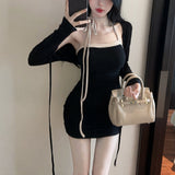 ボレロ付きバイカラーワンピース（2COLOR）AO1800