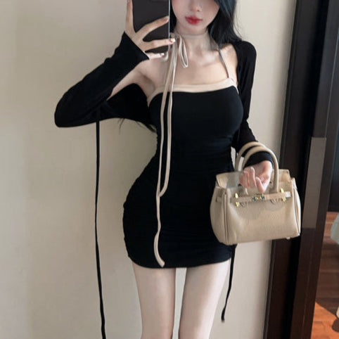 ボレロ付きバイカラーワンピース（2COLOR）AO1800