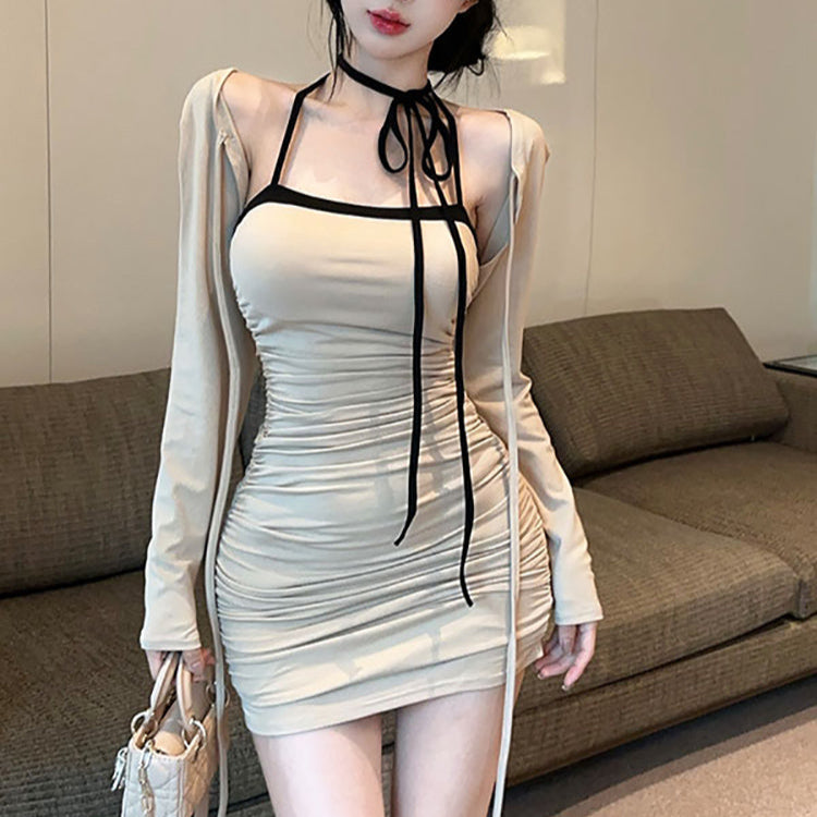 ボレロ付きバイカラーワンピース（2COLOR）AO1800