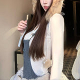 ファー付きサロペットセットアップAS1704