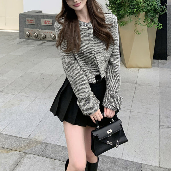 ダブルボタンジャケット×プリーツスカートAS1682