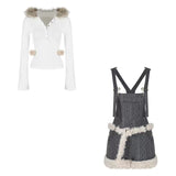 ファー付きサロペットセットアップAS1704