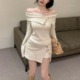 オフショルリブスコートセットアップAS1691