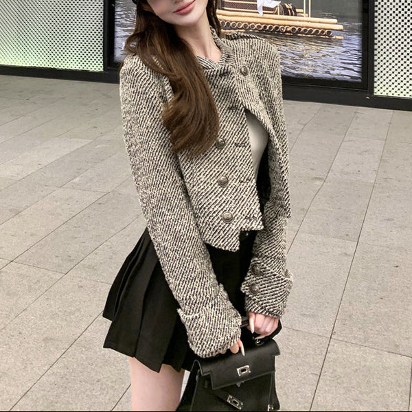 ダブルボタンジャケット×プリーツスカートAS1682