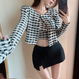 カーディガン付きチェックキャミトップス（2COLOR）AT1393