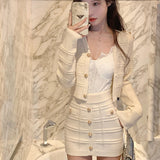 ホワイトニットセットアップAS1722