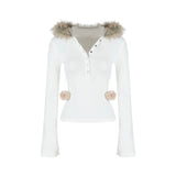 ファー付きサロペットセットアップAS1704