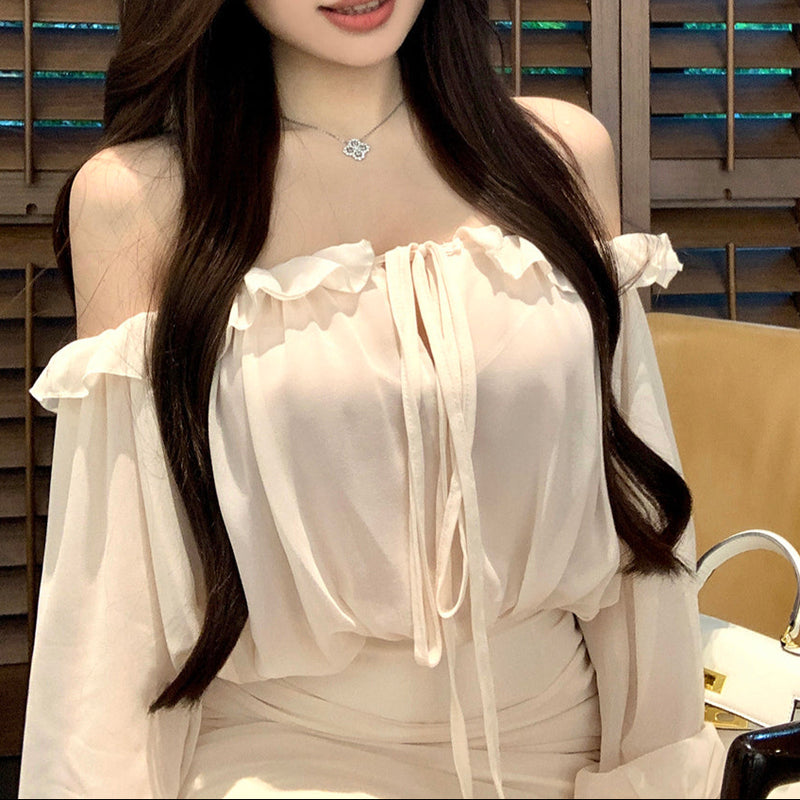 シフォンオフショルワンピースAO1797