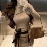 ウィンドウペンニットワンピース（2COLOR）AO1817