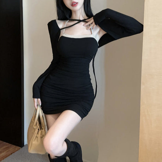 ボレロ付きバイカラーワンピース（2COLOR）AO1800