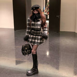 モノトーンチェックファーセットアップAS1707