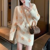 フラワーモチーフニットセットアップAS1677