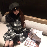 モノトーンチェックファーセットアップAS1707