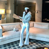 襟ファーツイードダウンジャケットAJ1190