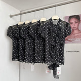 ドット柄フリルブラウスAT1418