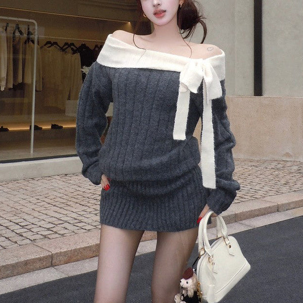 バイカラーリボンワンピースAO1811