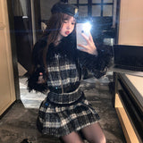 モノトーンチェックファーセットアップAS1707