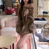 リボンオフショルニット（2COLOR）AT1399