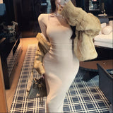 ウエストシースルーニットワンピース（2COLOR）AO1814