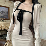 2トーンカーディガンセットベアワンピースAO1838