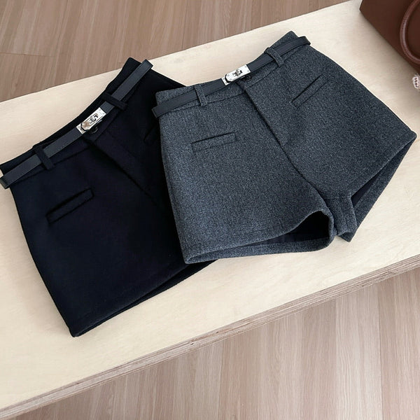 バックルベルトウールショートパンツ（2COLOR）AB1209